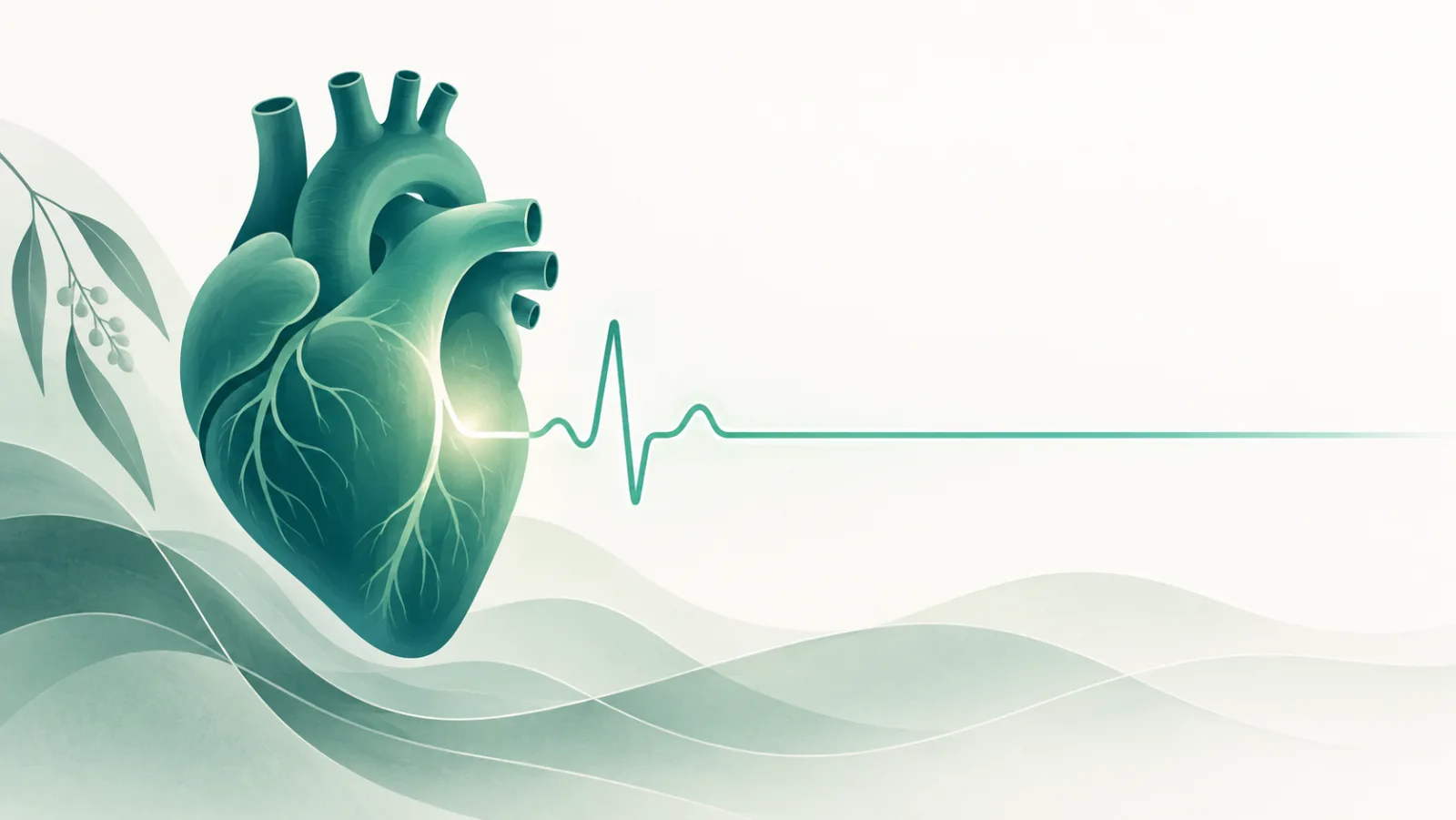 Illustration of a heart releasing natriuretic peptide hormones, relevant to the NT-proBNP and BNP blood test
